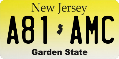 NJ license plate A81AMC