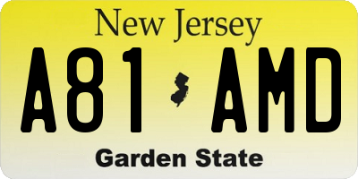 NJ license plate A81AMD