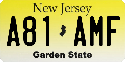 NJ license plate A81AMF