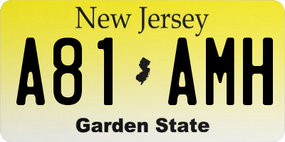 NJ license plate A81AMH