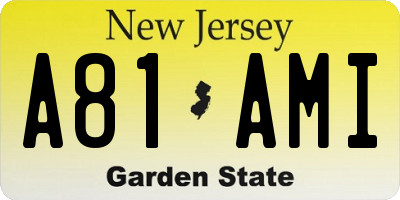 NJ license plate A81AMI