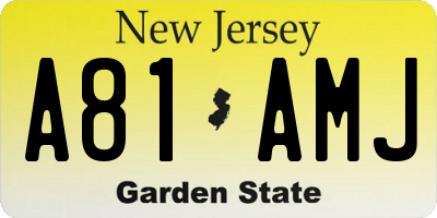 NJ license plate A81AMJ
