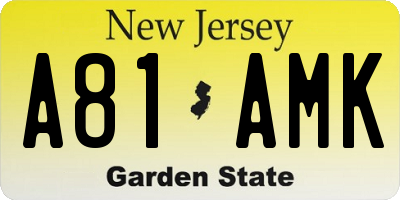 NJ license plate A81AMK