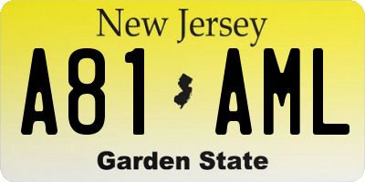 NJ license plate A81AML