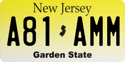 NJ license plate A81AMM