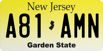 NJ license plate A81AMN