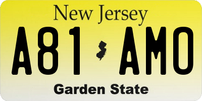 NJ license plate A81AMO