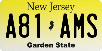 NJ license plate A81AMS