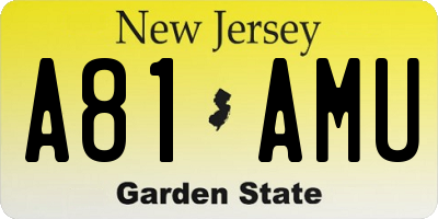 NJ license plate A81AMU