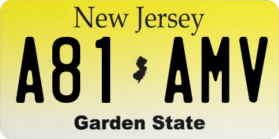 NJ license plate A81AMV