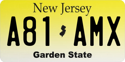 NJ license plate A81AMX