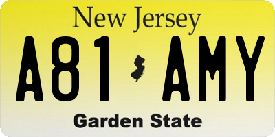 NJ license plate A81AMY