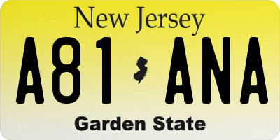 NJ license plate A81ANA