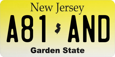 NJ license plate A81AND