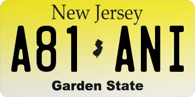 NJ license plate A81ANI