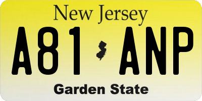 NJ license plate A81ANP