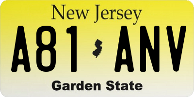 NJ license plate A81ANV
