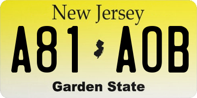 NJ license plate A81AOB