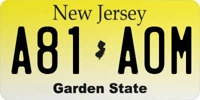 NJ license plate A81AOM