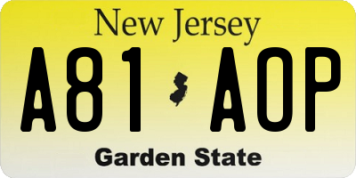 NJ license plate A81AOP
