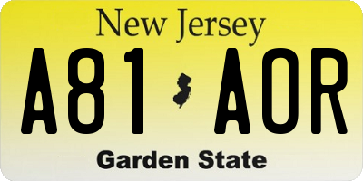 NJ license plate A81AOR