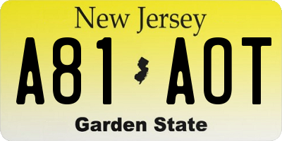 NJ license plate A81AOT
