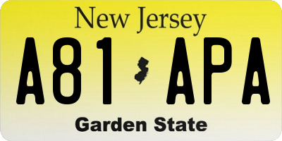 NJ license plate A81APA