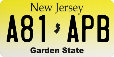 NJ license plate A81APB