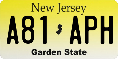 NJ license plate A81APH