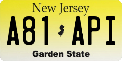 NJ license plate A81API
