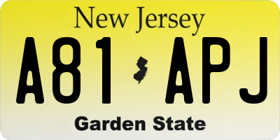 NJ license plate A81APJ
