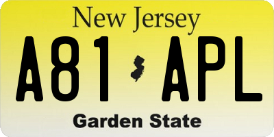 NJ license plate A81APL