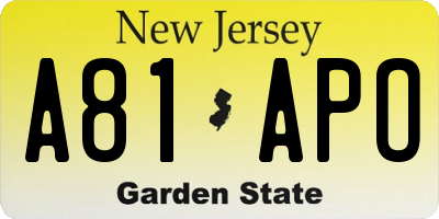 NJ license plate A81APO
