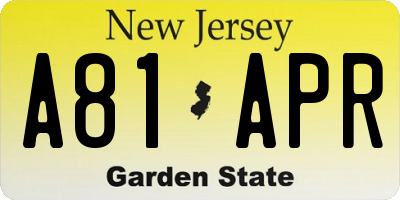 NJ license plate A81APR