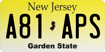 NJ license plate A81APS