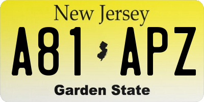 NJ license plate A81APZ