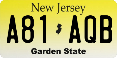 NJ license plate A81AQB