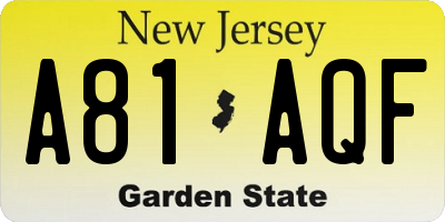 NJ license plate A81AQF