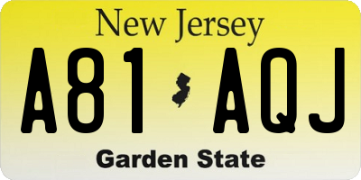 NJ license plate A81AQJ