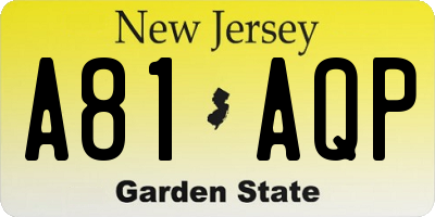 NJ license plate A81AQP