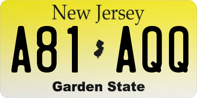 NJ license plate A81AQQ