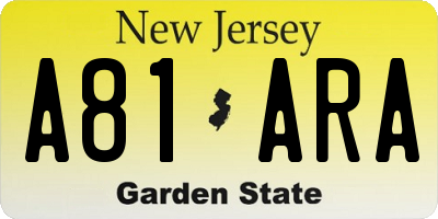 NJ license plate A81ARA