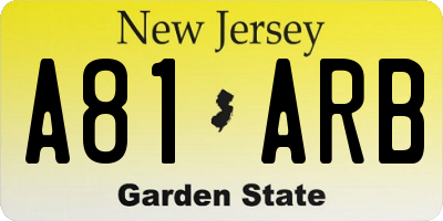 NJ license plate A81ARB