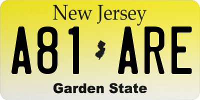 NJ license plate A81ARE