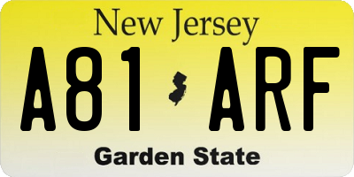 NJ license plate A81ARF