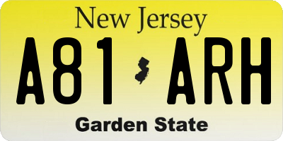 NJ license plate A81ARH