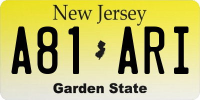 NJ license plate A81ARI