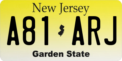 NJ license plate A81ARJ
