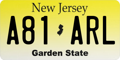 NJ license plate A81ARL