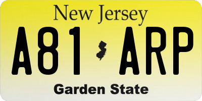 NJ license plate A81ARP